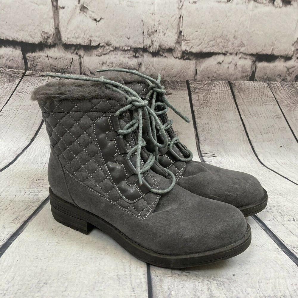 Esprit brighton Quilted Gray lace‎ up winter snow boots size 8M